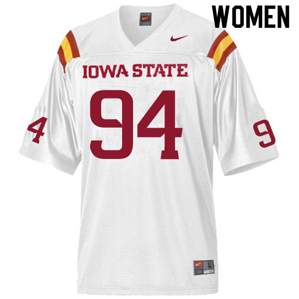 Women #94 Cameron Shook Iowa State Cyclones College Football Jerseys Sale-White
